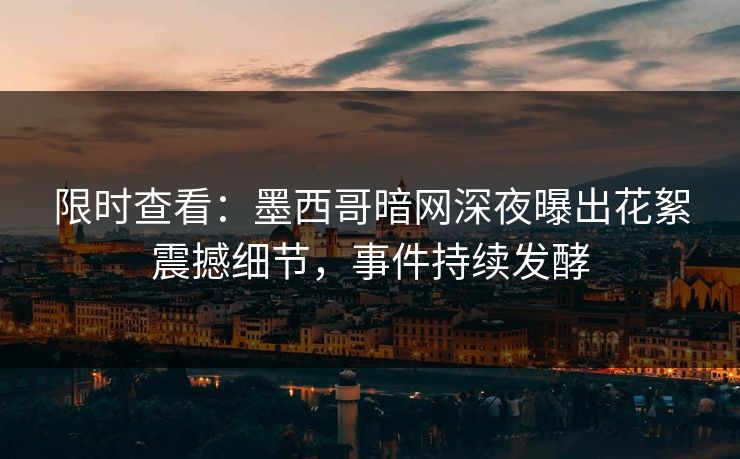 限时查看：墨西哥暗网深夜曝出花絮震撼细节，事件持续发酵