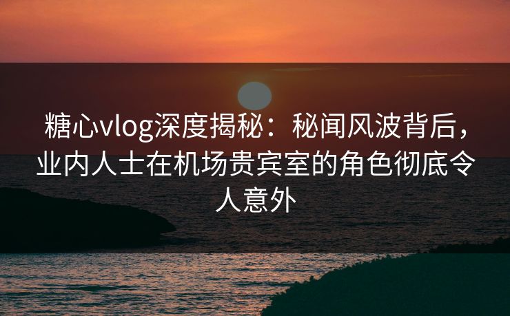 糖心vlog深度揭秘：秘闻风波背后，业内人士在机场贵宾室的角色彻底令人意外