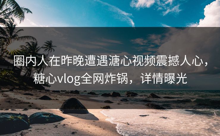 圈内人在昨晚遭遇溏心视频震撼人心，糖心vlog全网炸锅，详情曝光